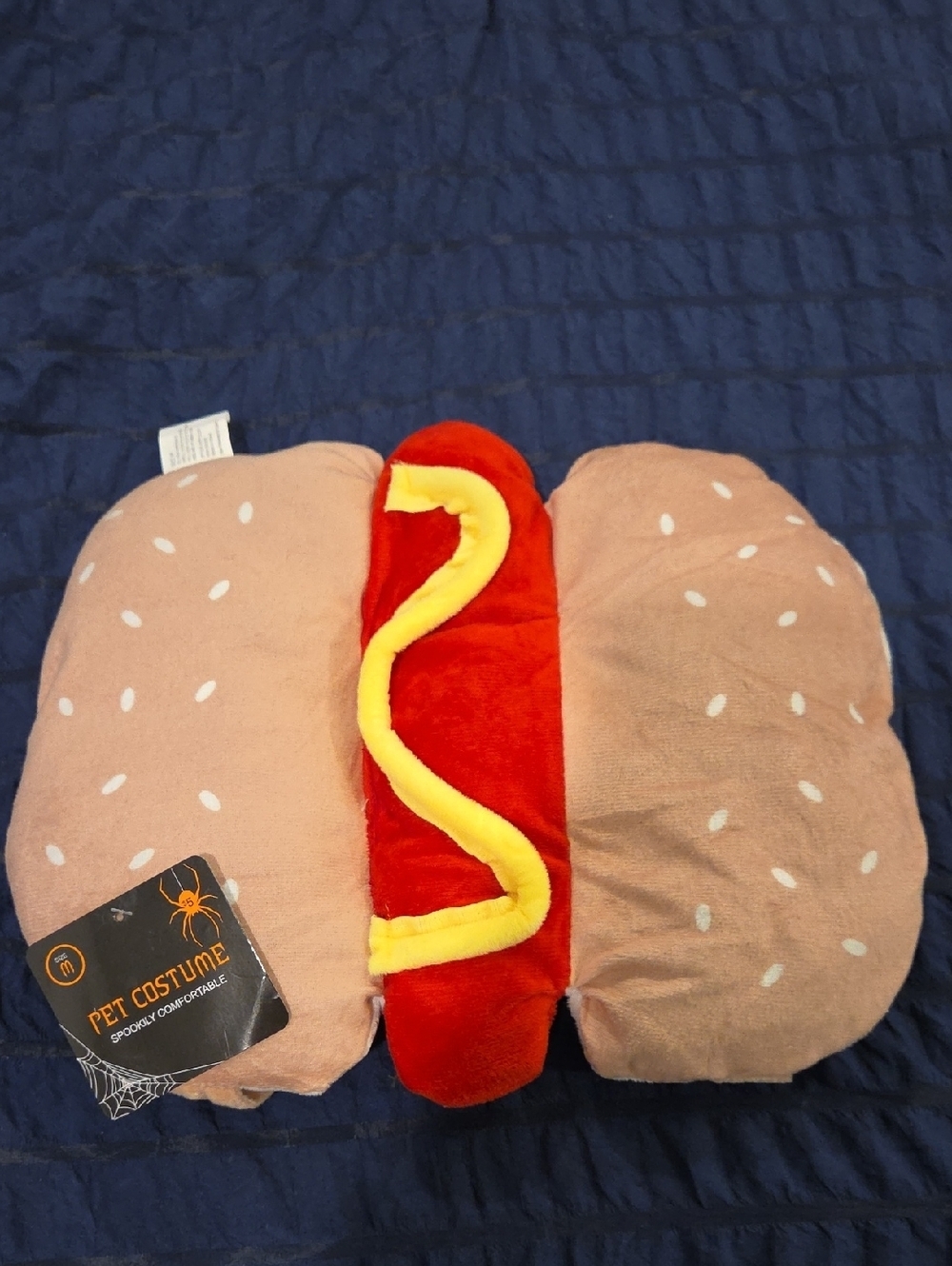 Hot Dog Pet Costume - Tan Bun with Red & Yellow Ketchup/Mustard